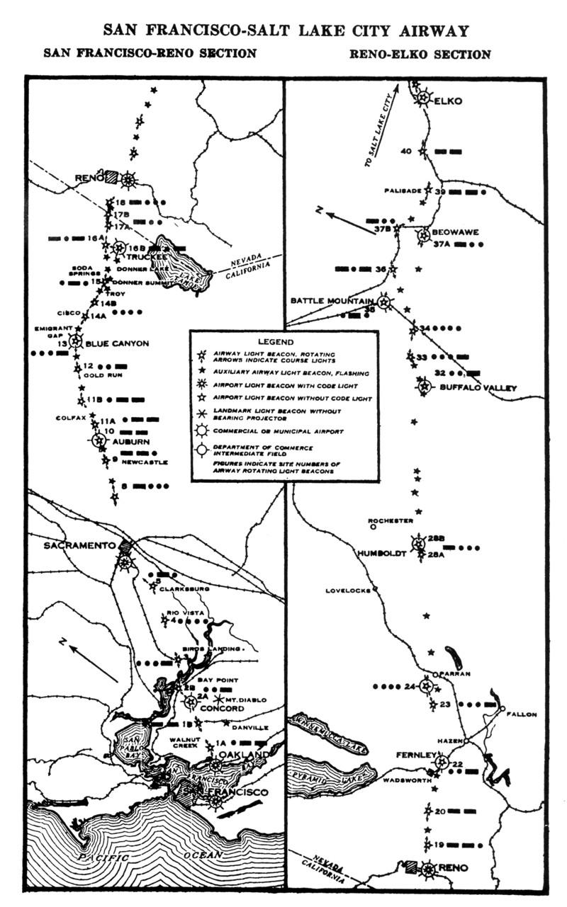 San Francisco-Elko, Nevada Airway Map – Air Traffic Control History